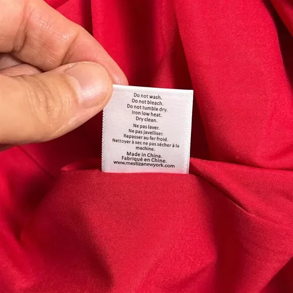 NWT Mestiza Rosanna Mini Dress A-line Red Silver Balloon Sleeves Cocktail Sz XL - Picture 14 of 14